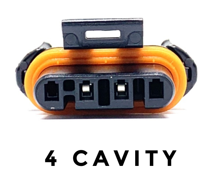 4 Cavity Connector with 1, 2, or 3 Wires